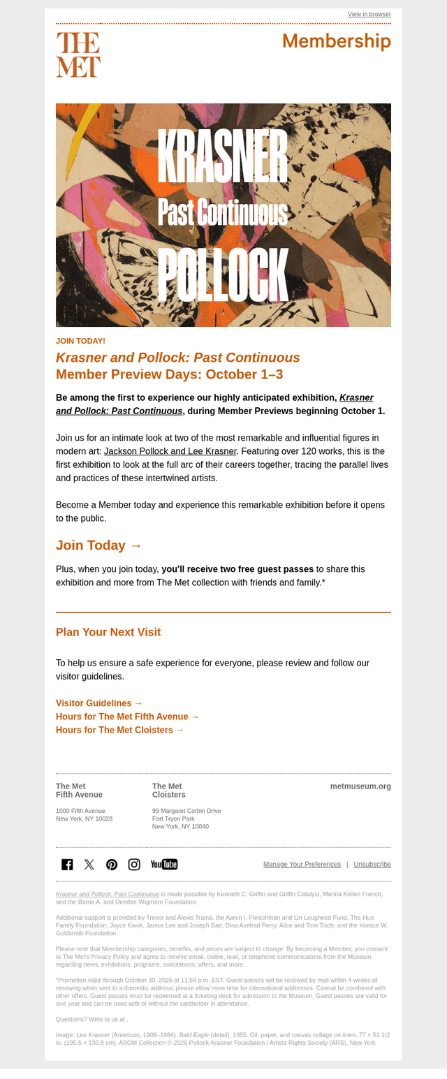 The Metropolitan Museum of Art email from Wed, Sep 16, 2026