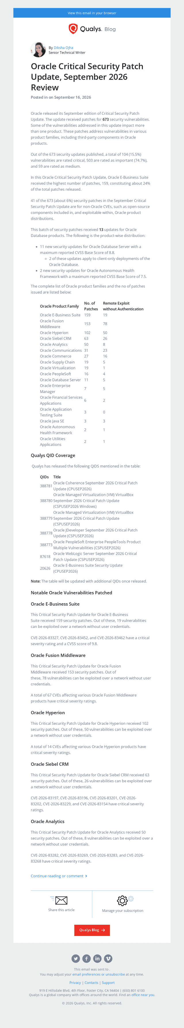 Qualys email from Wed, Sep 16, 2026