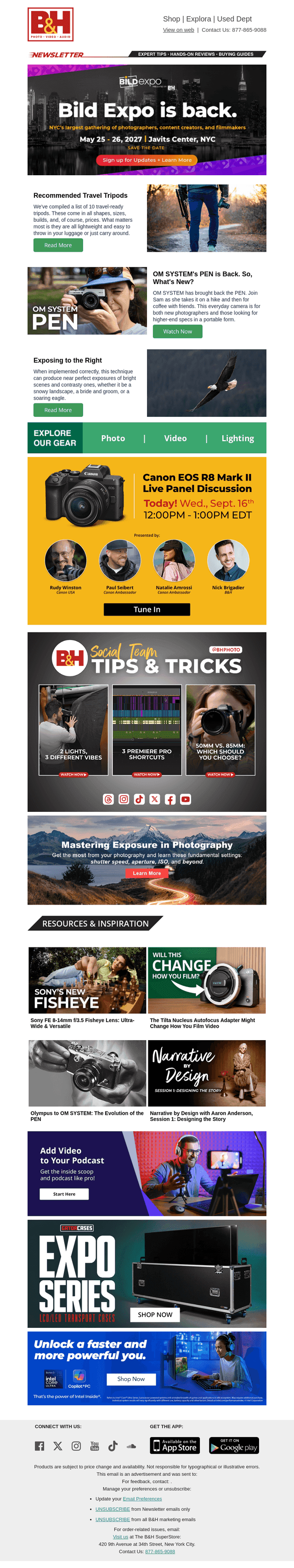 B&H Photo Video email from Wed, Sep 16, 2026