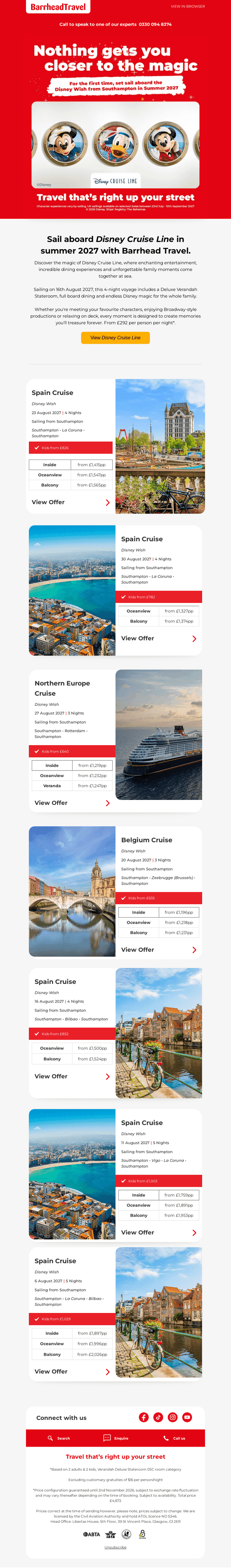 Barrhead Travel email from Wed, Sep 16, 2026