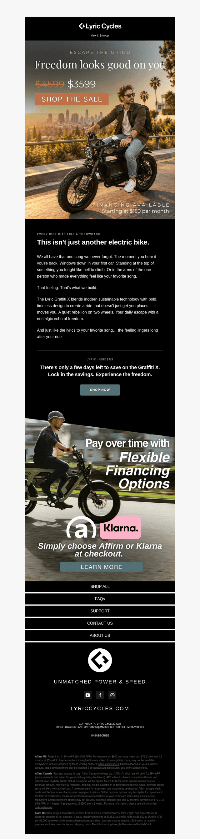 Lyric Cycles email from Wed, Sep 16, 2026