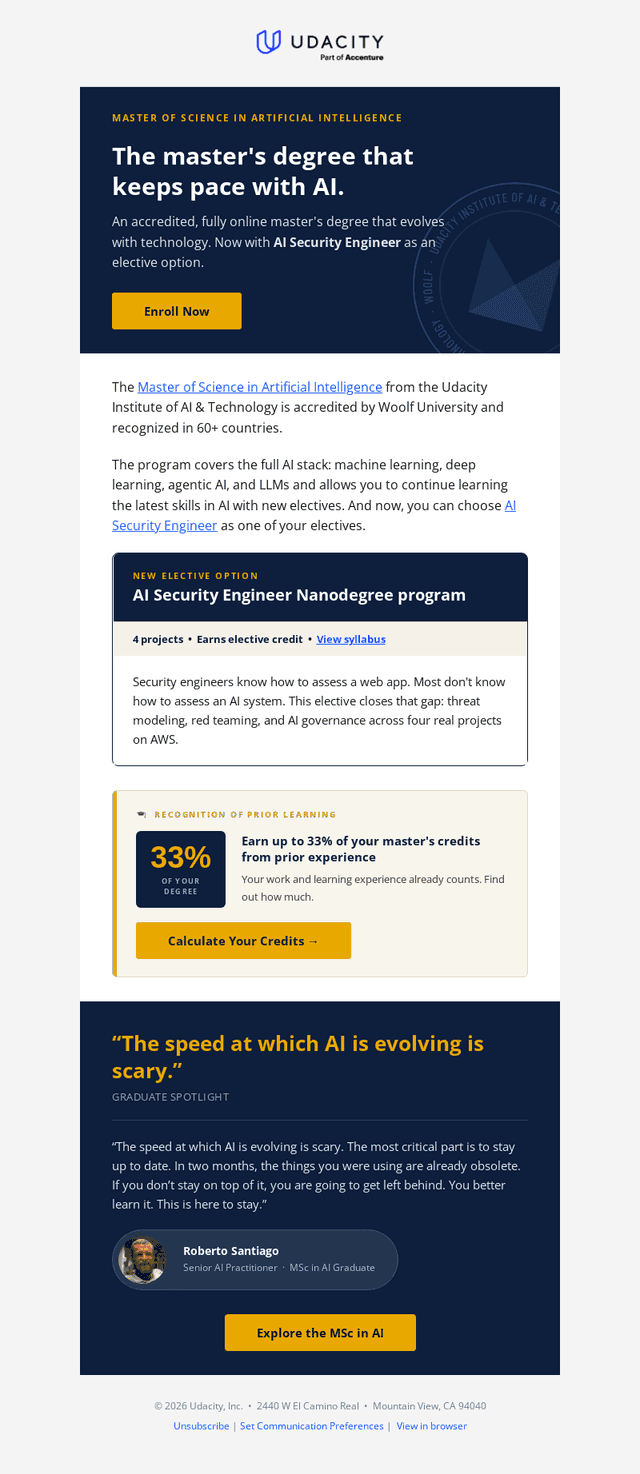 Udacity email from Wed, Sep 16, 2026