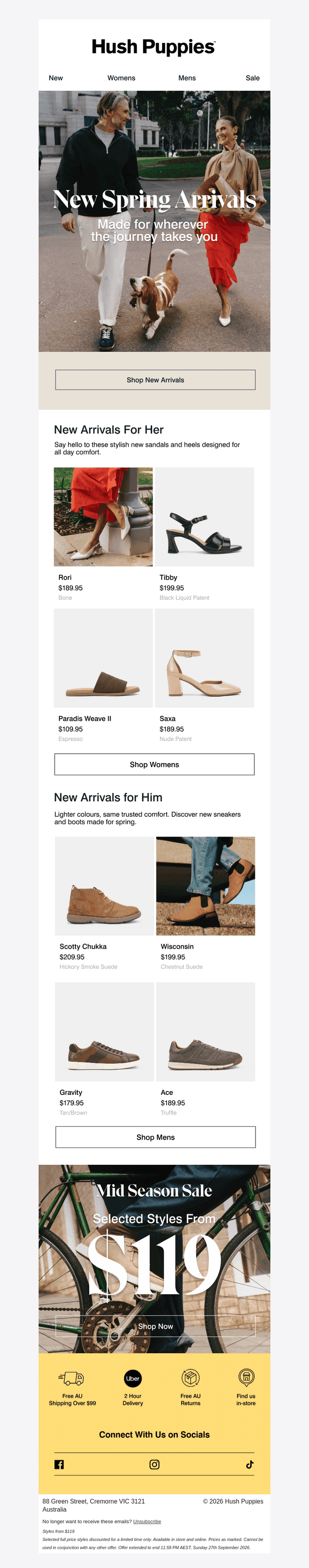 Hush Puppies AU email from Thu, Sep 17, 2026