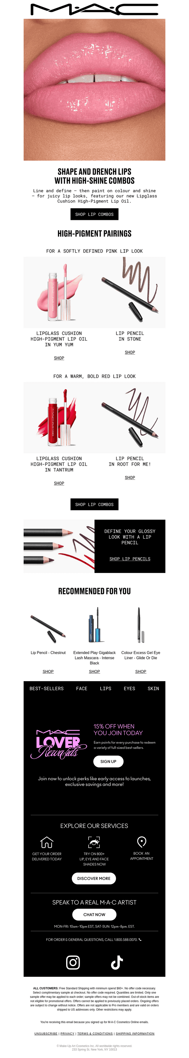 Line and define with high-shine lip combos