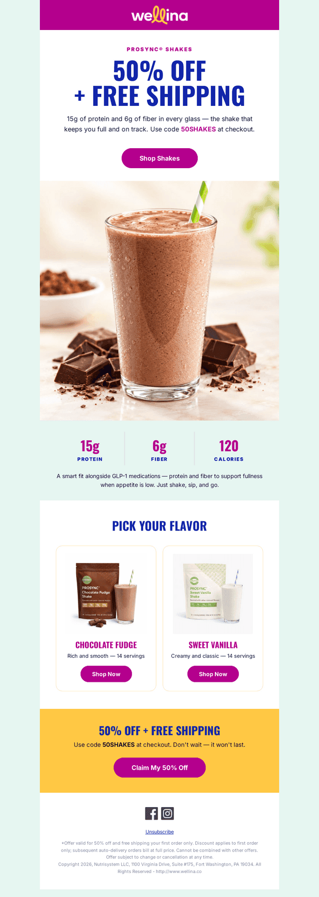 Shake Up Your Routine! 50% Off Shakes!