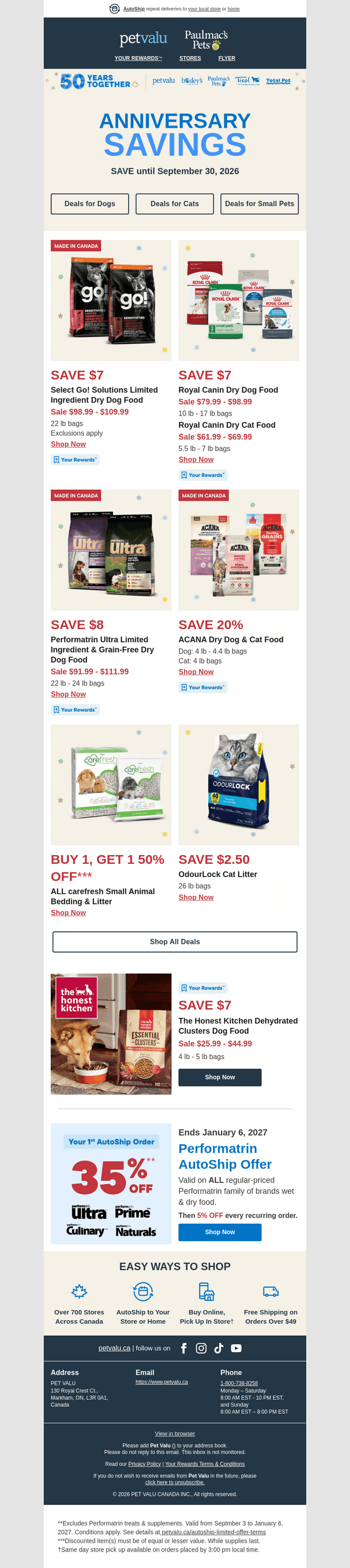 Pet Valu email from Thu, Sep 17, 2026