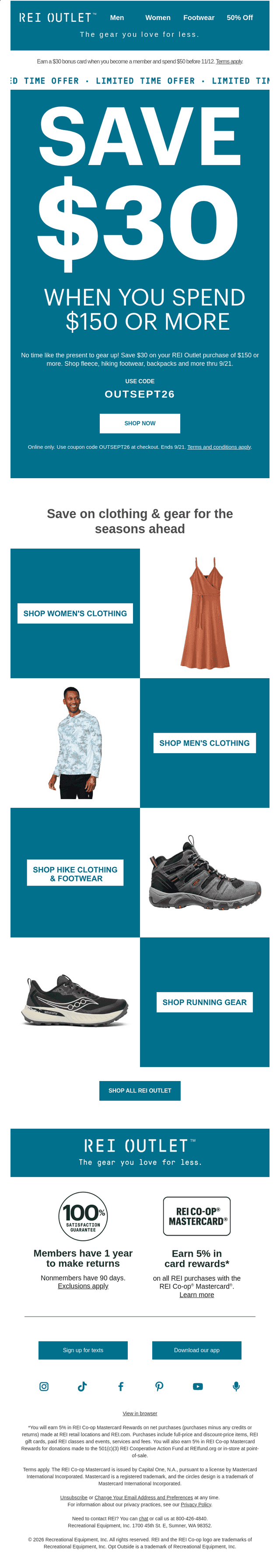 Starts now: REI Outlet coupon 👉⏳ (Ends 9/21)
