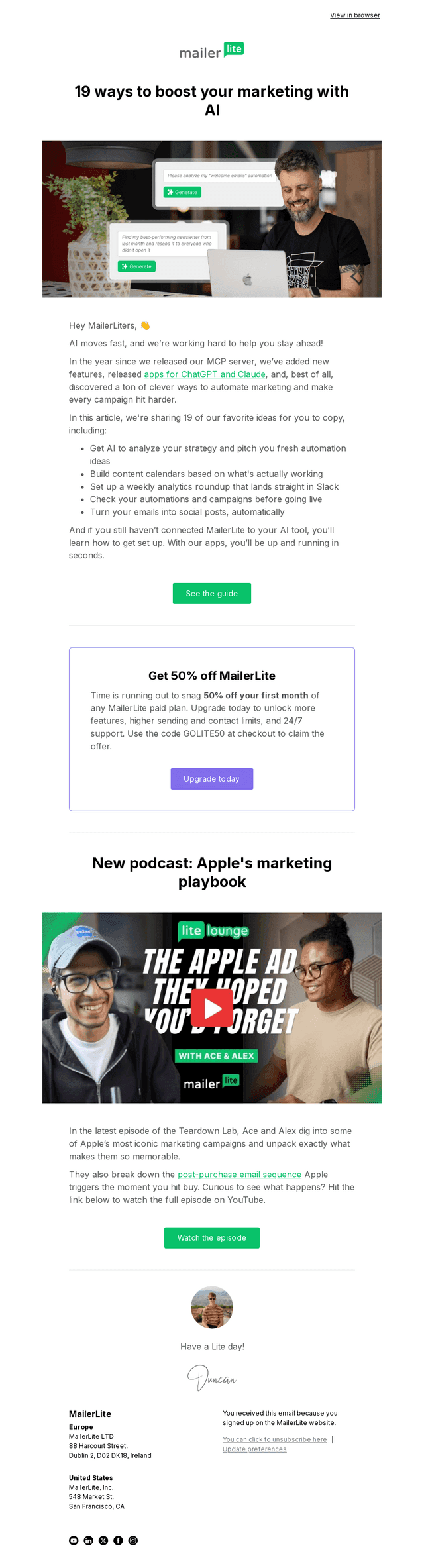 MailerLite email from Thu, Sep 17, 2026