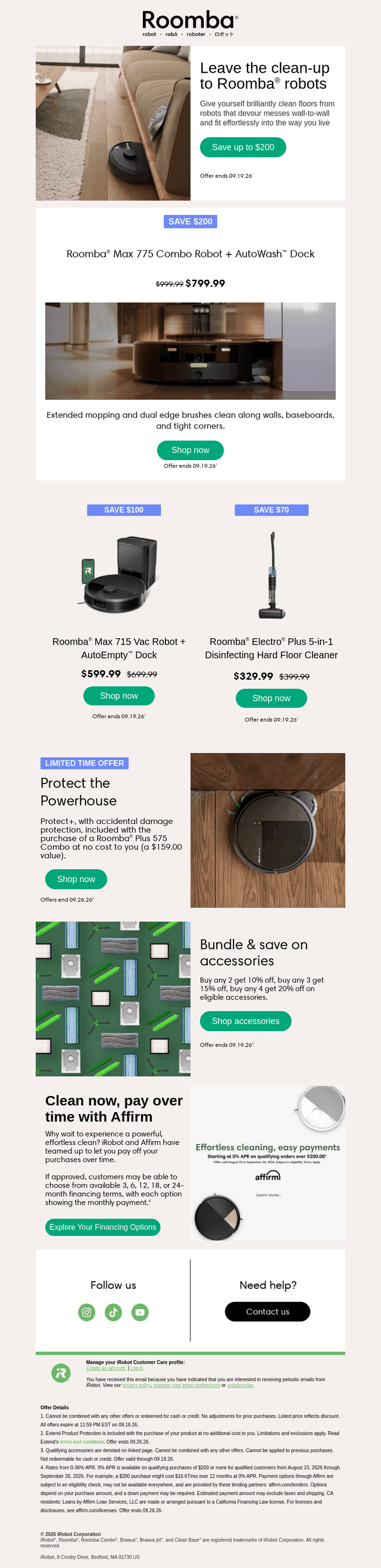 iRobot email from Thu, Sep 17, 2026
