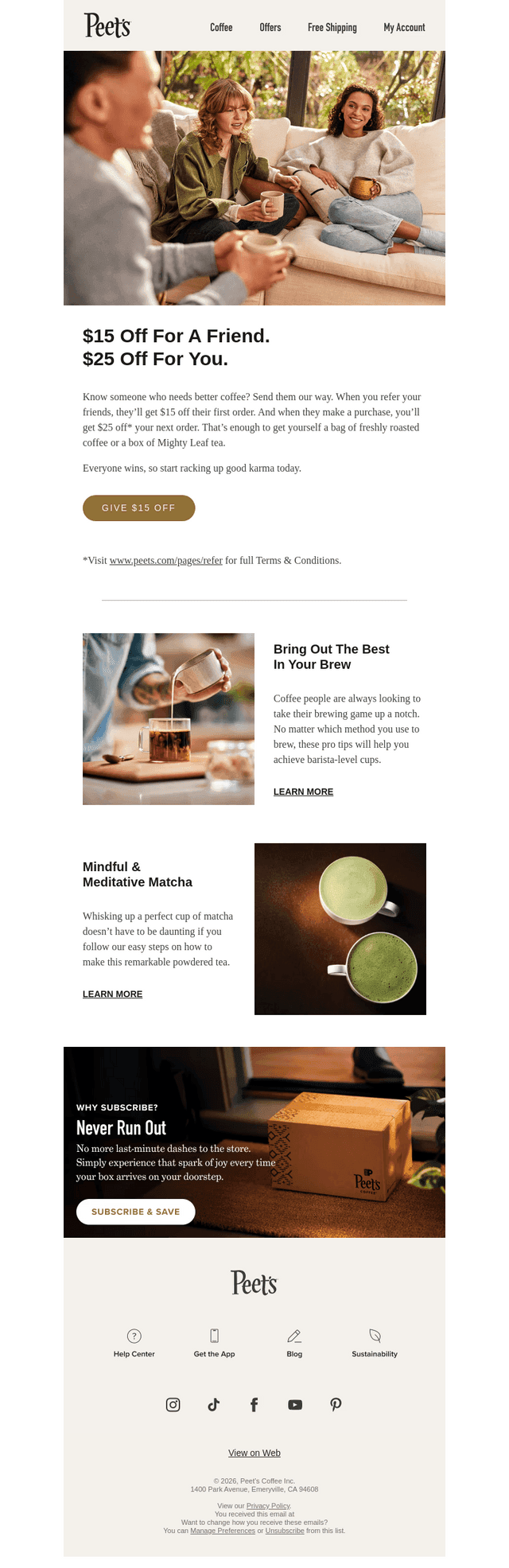 Peet's Coffee email from Thu, Sep 17, 2026