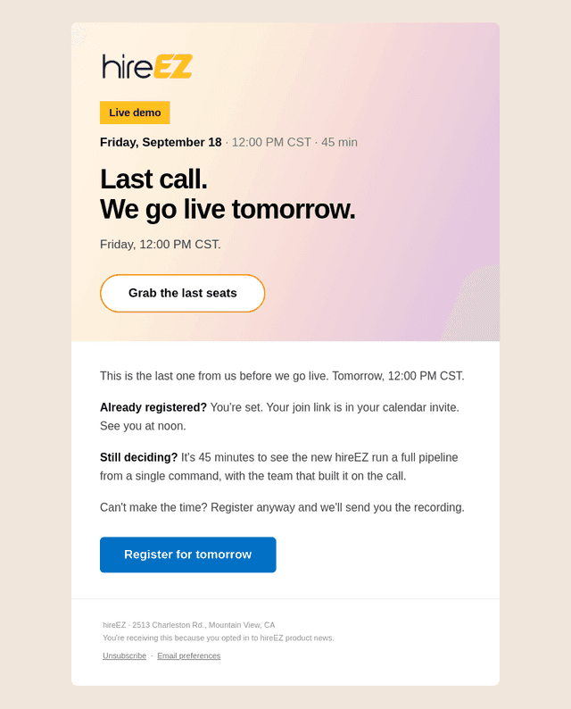 HireEZ email from Thu, Sep 17, 2026