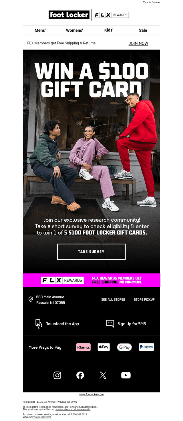 Foot Locker email from Thu, Sep 17, 2026