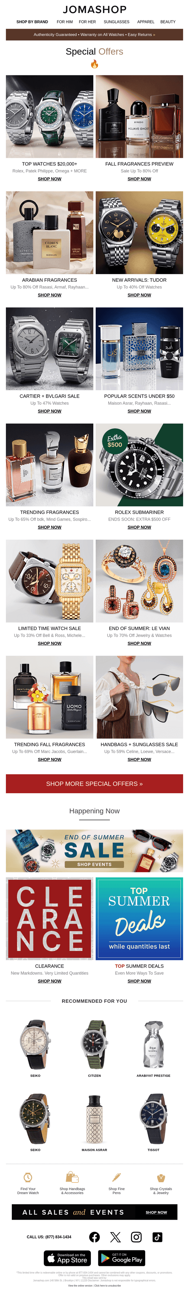 Jomashop email from Fri, Sep 18, 2026