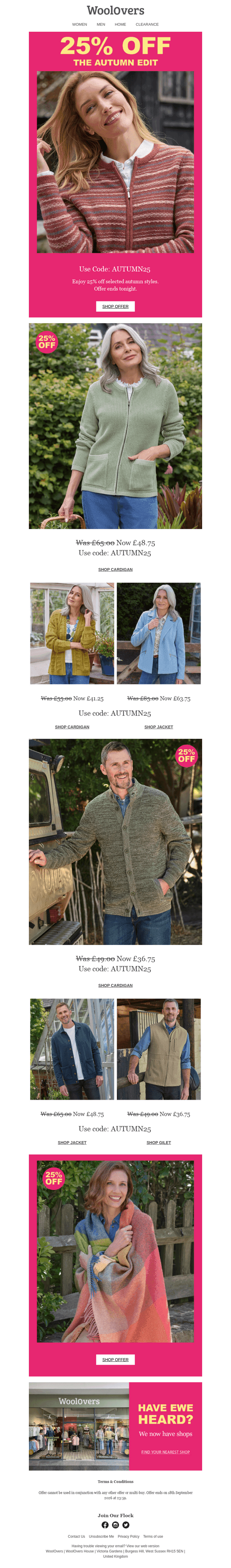 Ending Today: 25% Off Selected Autumn Styles