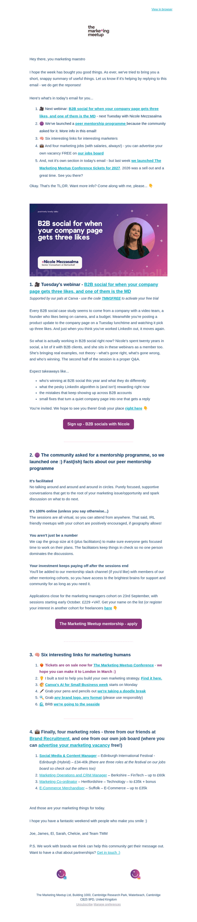 The Marketing Meetup email from Fri, Sep 18, 2026