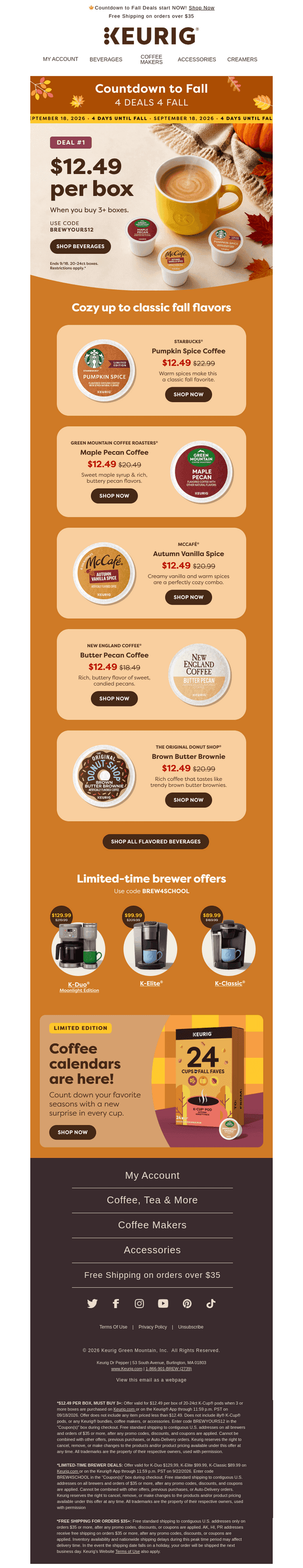 Keurig email from Fri, Sep 18, 2026