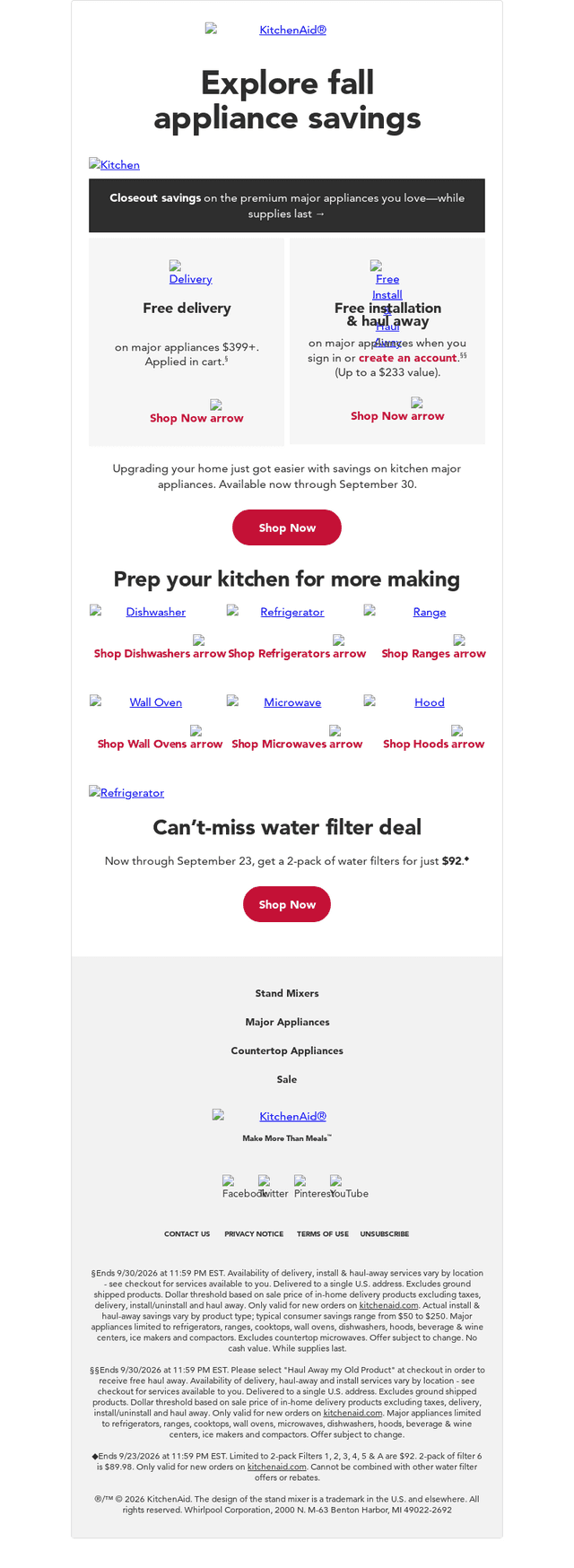 KitchenAid email from Fri, Sep 18, 2026