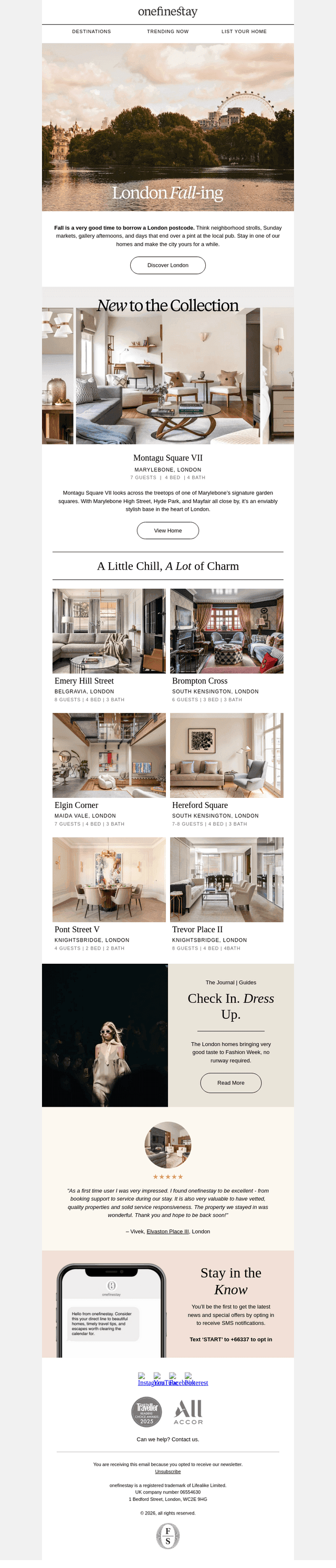 onefinestay email from Fri, Sep 18, 2026
