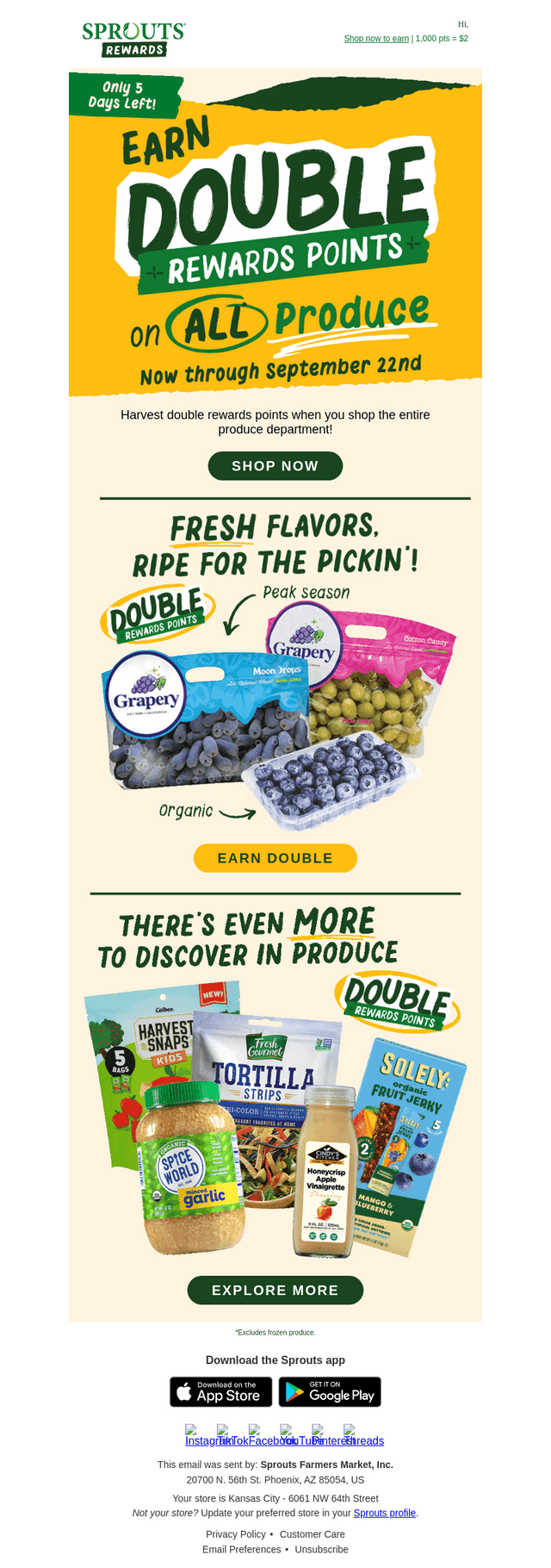 🌽 Don't Miss Double Points on Produce!