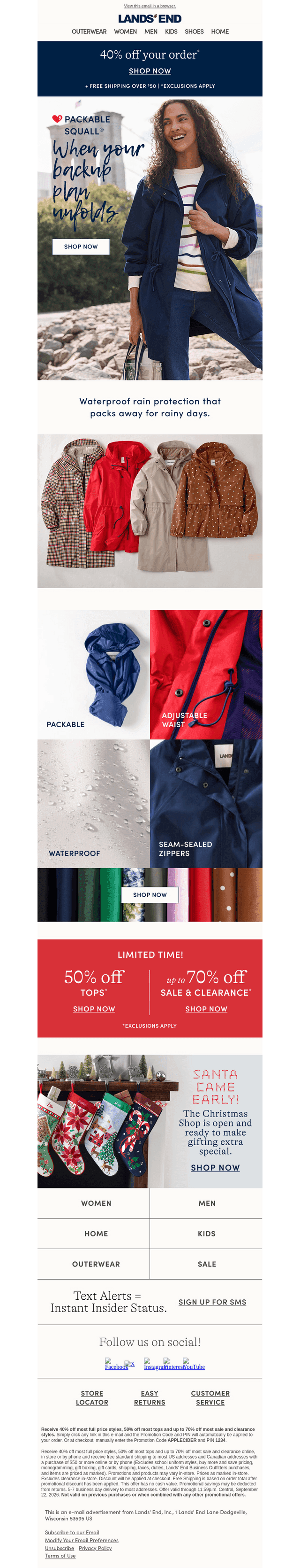 Packable Squall raincoats + 40% off your order