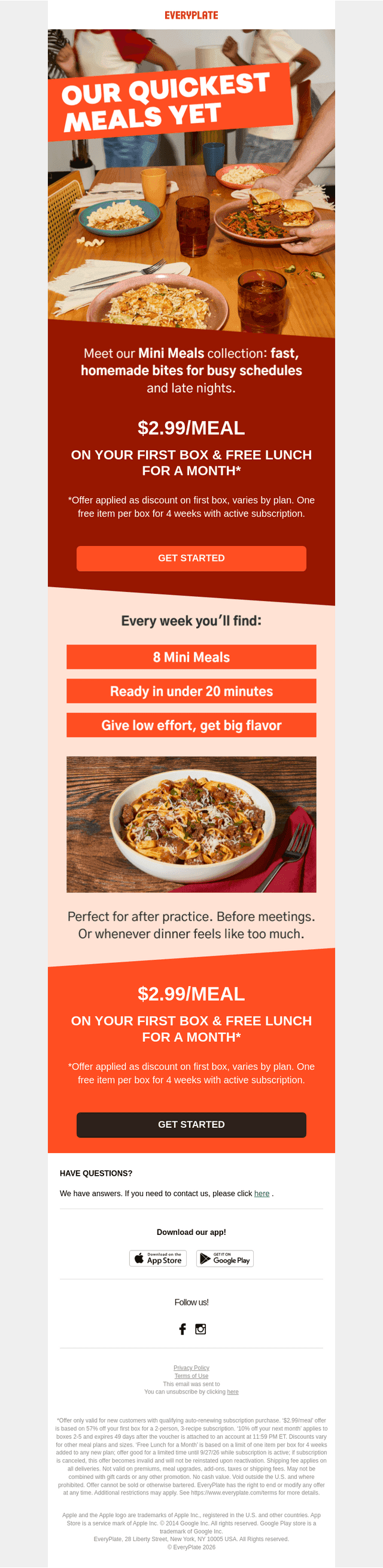 EveryPlate email from Fri, Sep 18, 2026