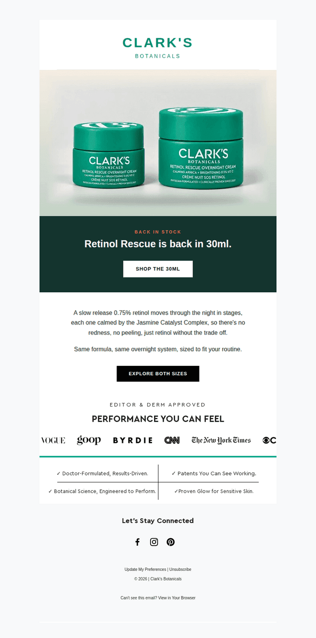 Clark's Botanicals email from Sat, Sep 19, 2026
