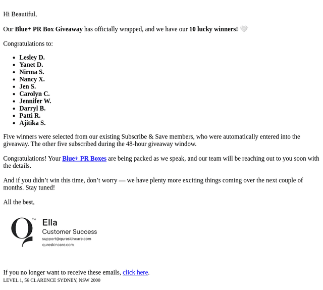 Qure Skincare email from Sat, Sep 19, 2026