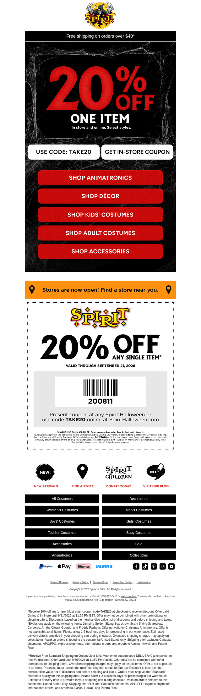 💥20% off ANY 1 item!