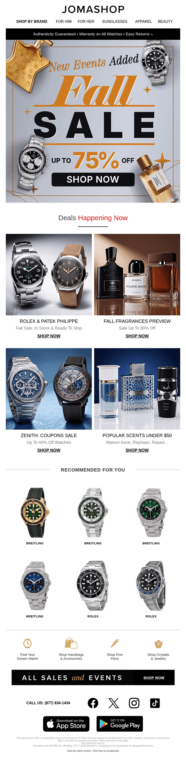 Jomashop email from Sat, Sep 19, 2026