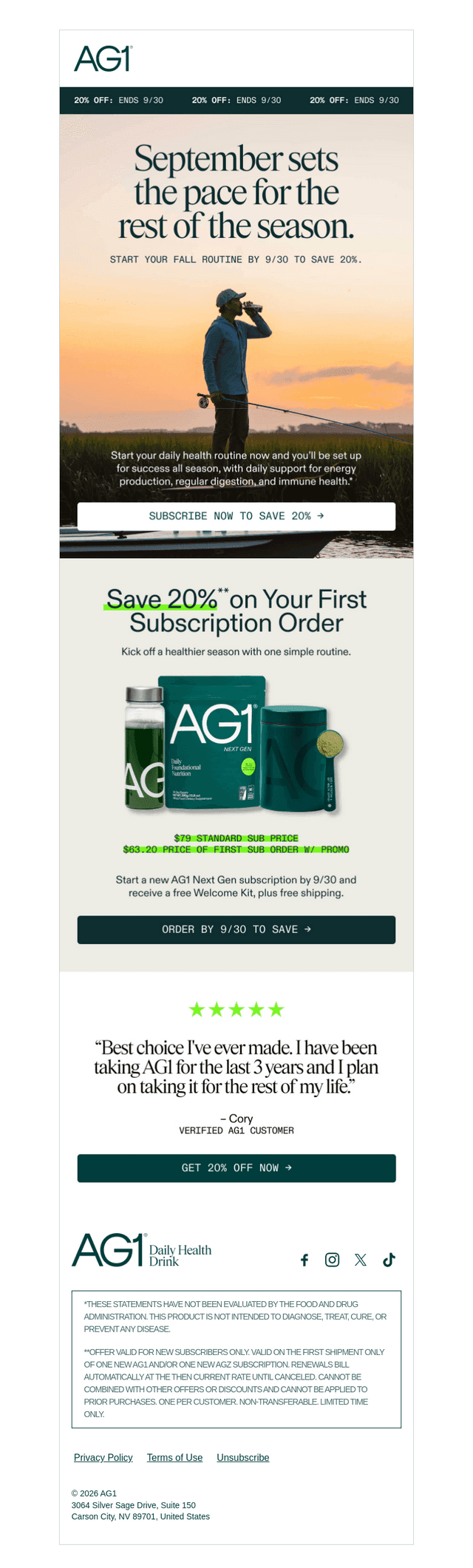 Save 20% + start fall on the right foot