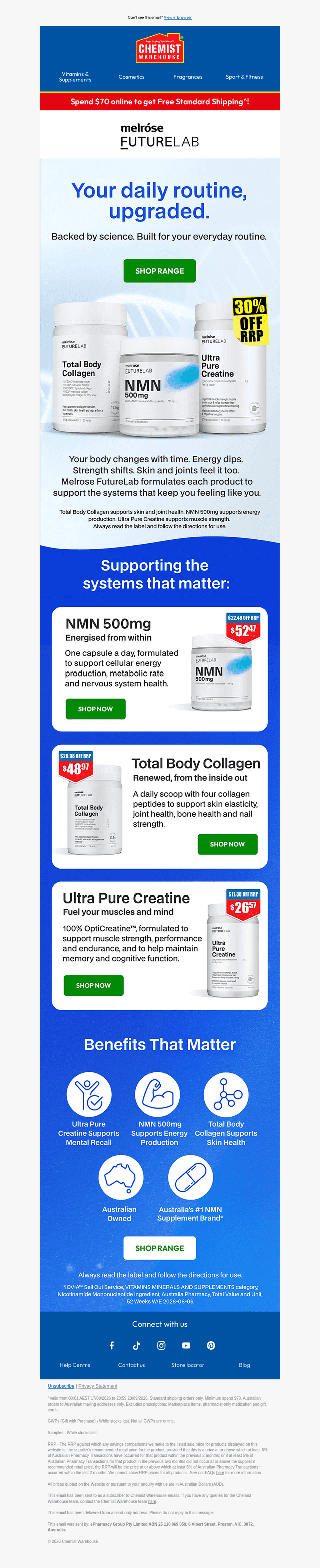 30% off RRP Melrose Futurelab range