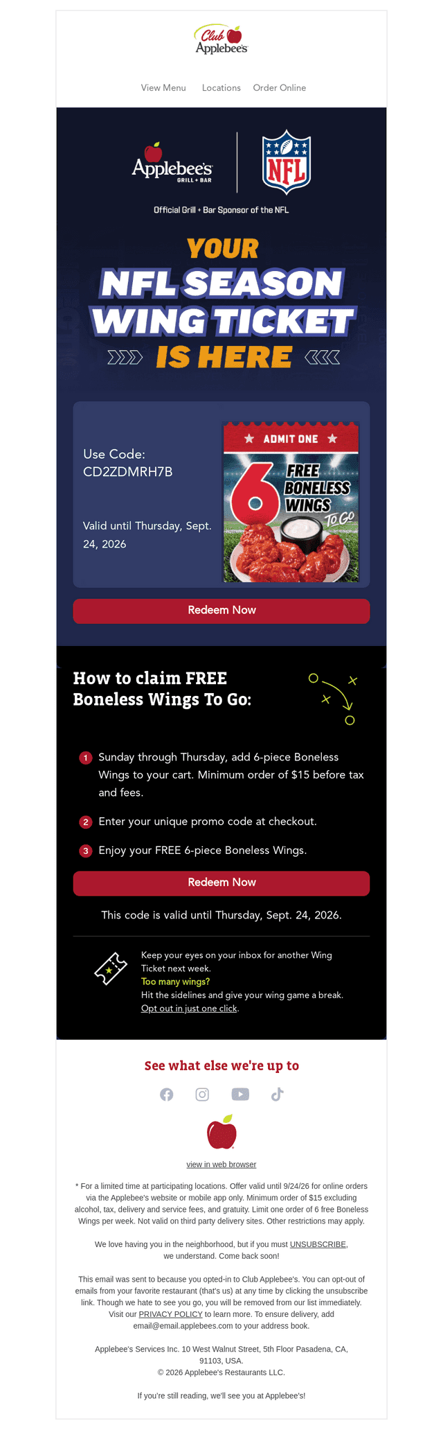 FREE Boneless Wings are waiting