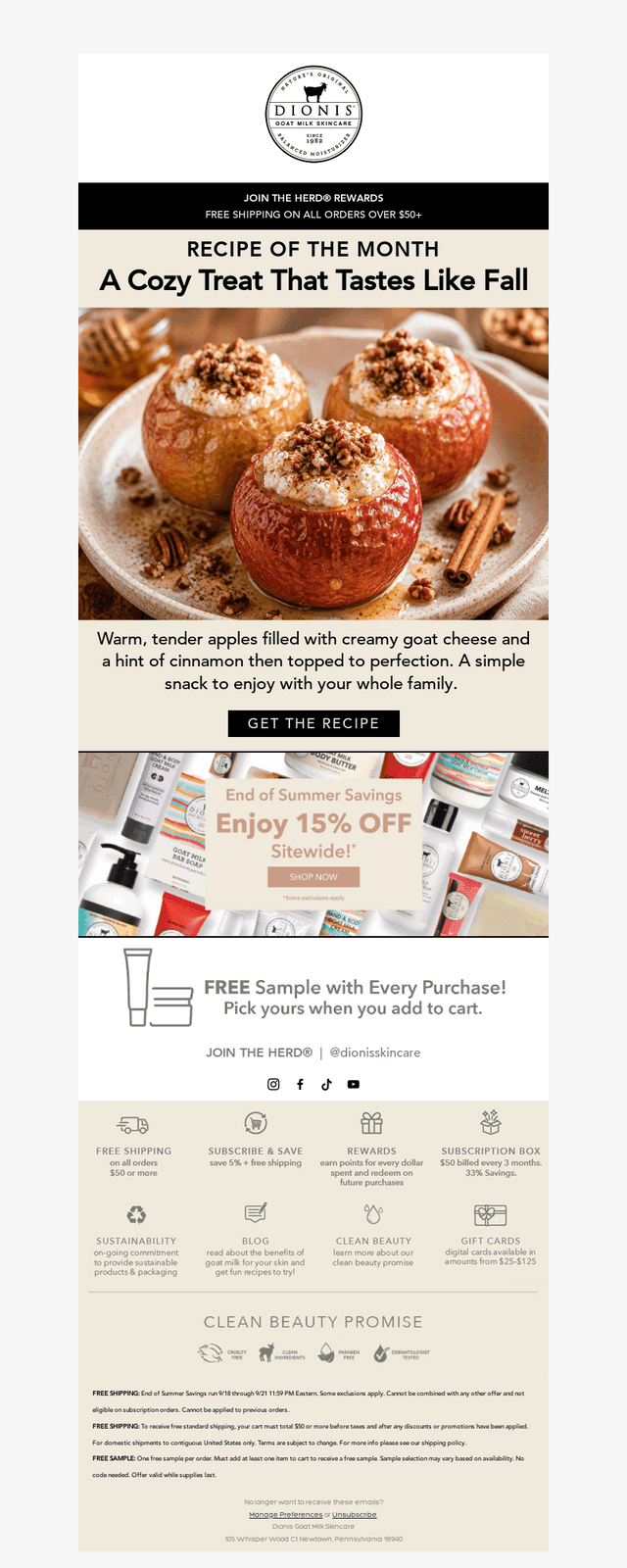 Dionis Goat Milk Skincare email from Sun, Sep 20, 2026