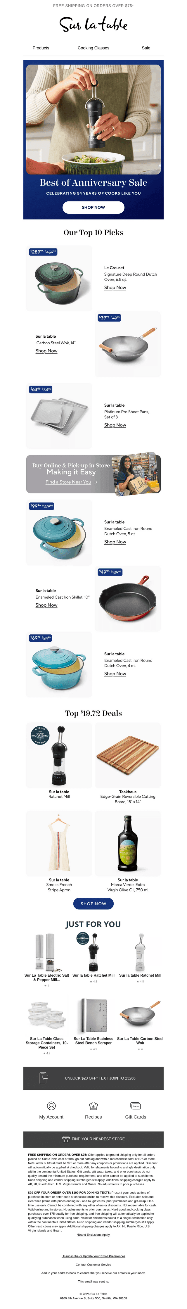 Sur La Table email from Sun, Sep 20, 2026