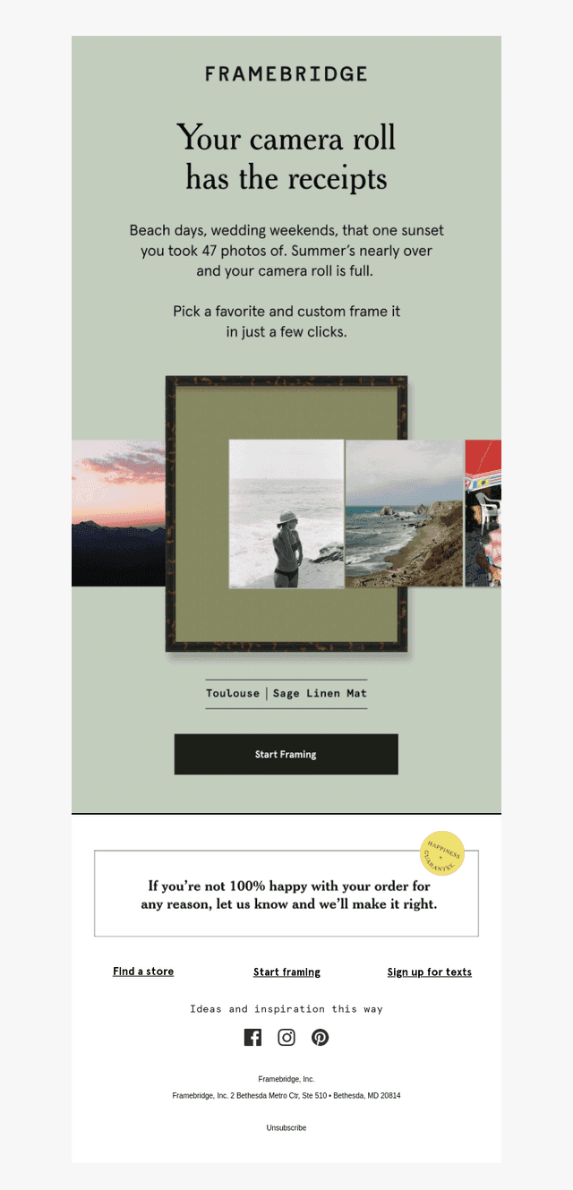 Framebridge email from Sun, Sep 20, 2026