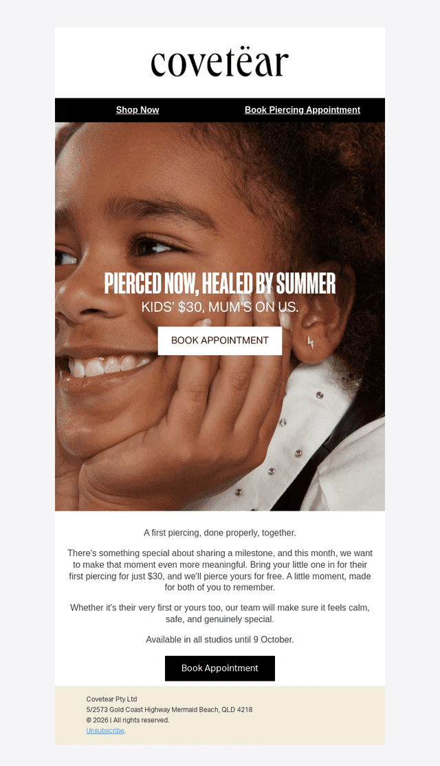 covetear email from Mon, Sep 21, 2026