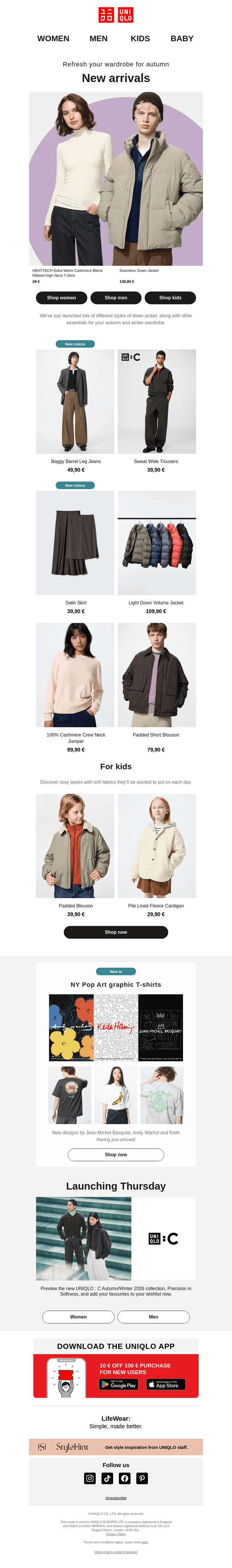 UNIQLO email from Mon, Sep 21, 2026