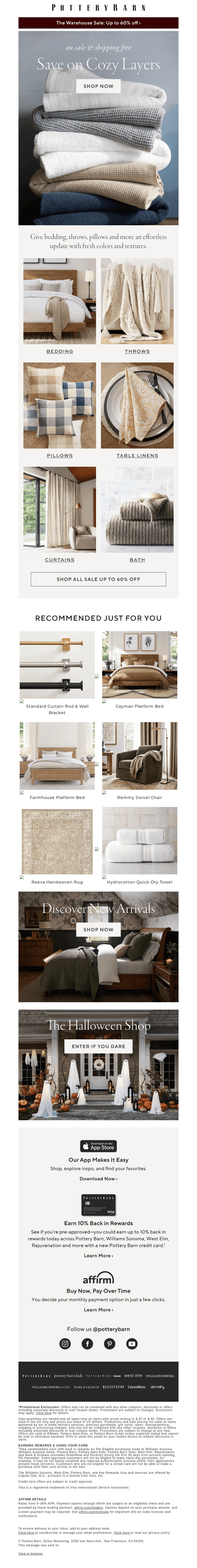 Pottery Barn email from Mon, Sep 21, 2026