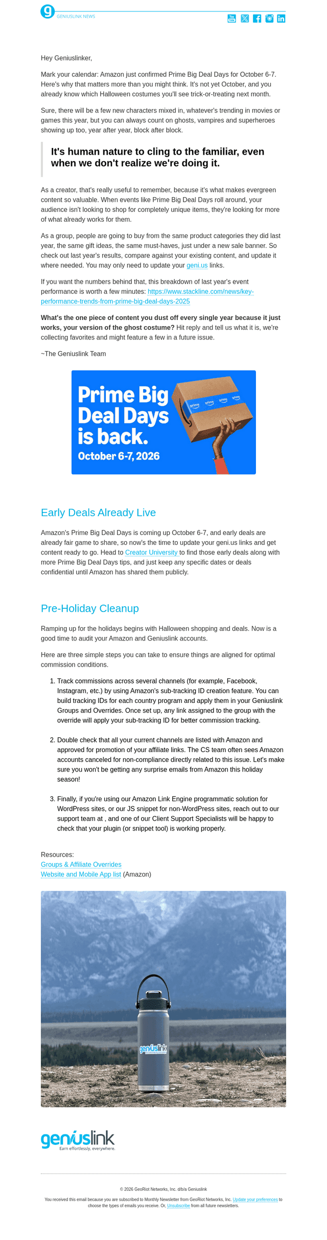 Geniuslink email from Mon, Sep 21, 2026