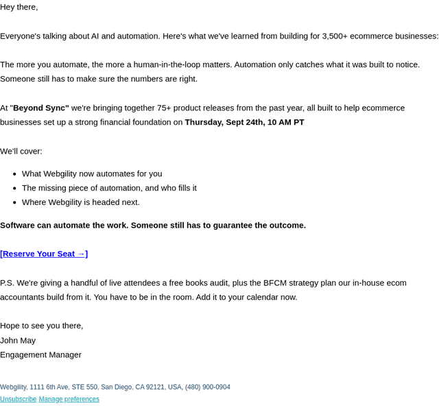 Webgility email from Mon, Sep 21, 2026
