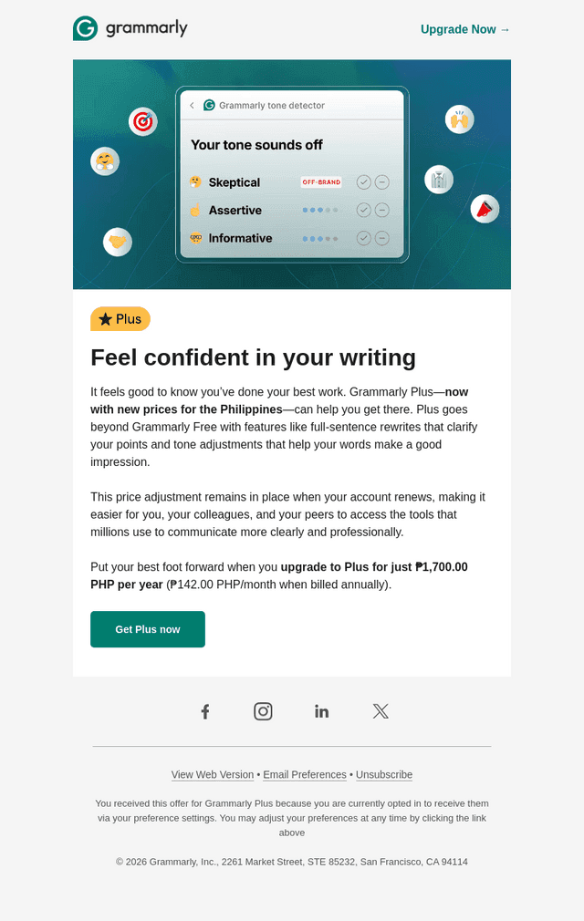 Grammarly email from Mon, Sep 21, 2026
