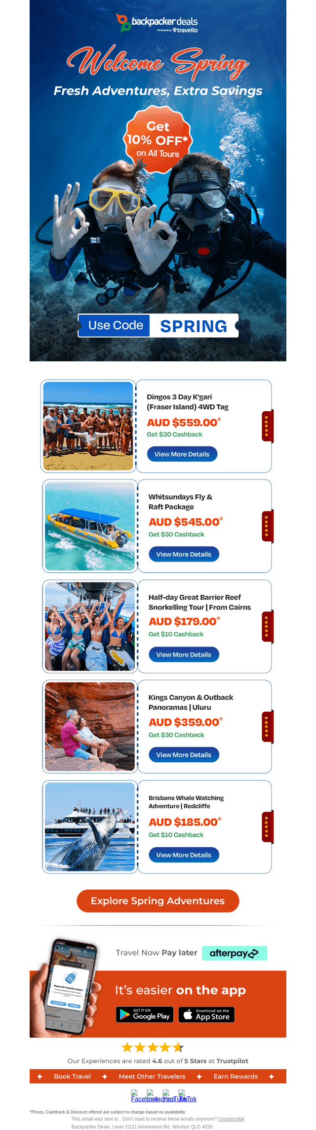 Backpacker Deals email from Tue, Sep 22, 2026