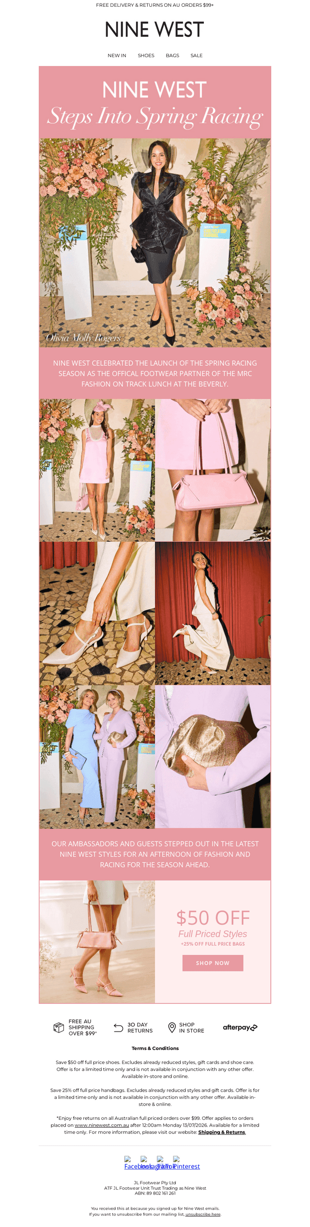 Nine West Australia email from Tue, Sep 22, 2026
