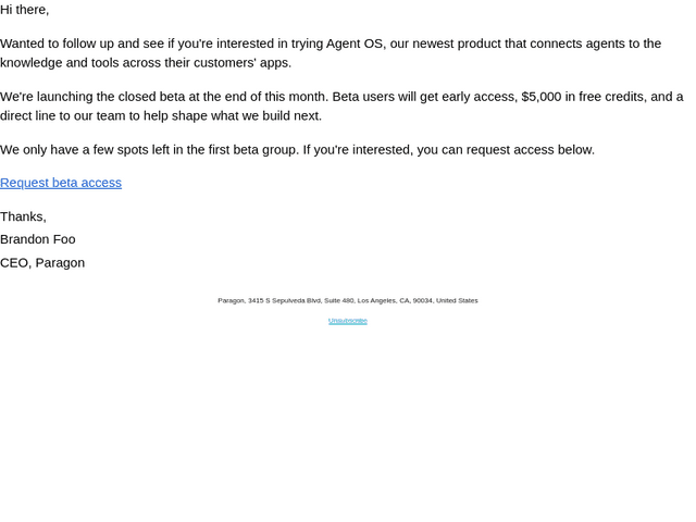 Paragon email from Tue, Sep 22, 2026