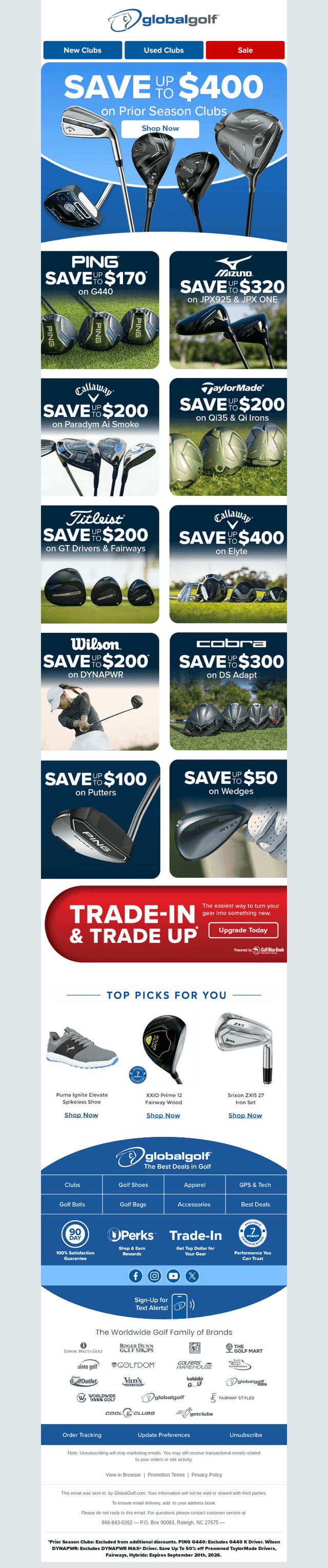 GlobalGolf email from Tue, Sep 22, 2026