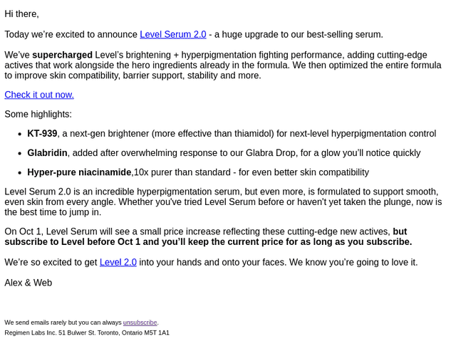 Regimen Lab email from Tue, Sep 22, 2026