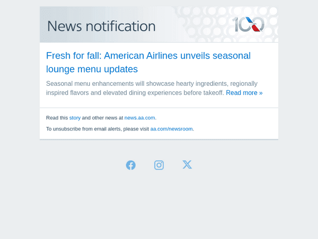 American Airlines email from Tue, Sep 22, 2026