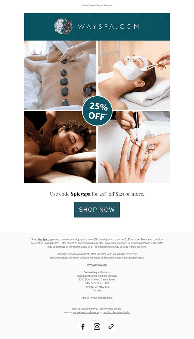 WaySpa email from Tue, Sep 22, 2026