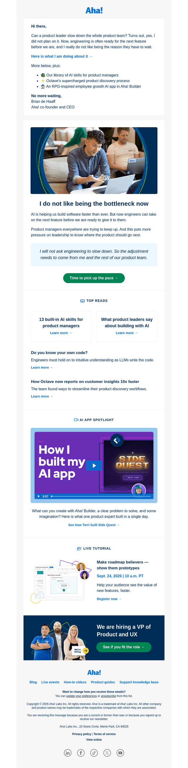Aha! email from Tue, Sep 22, 2026