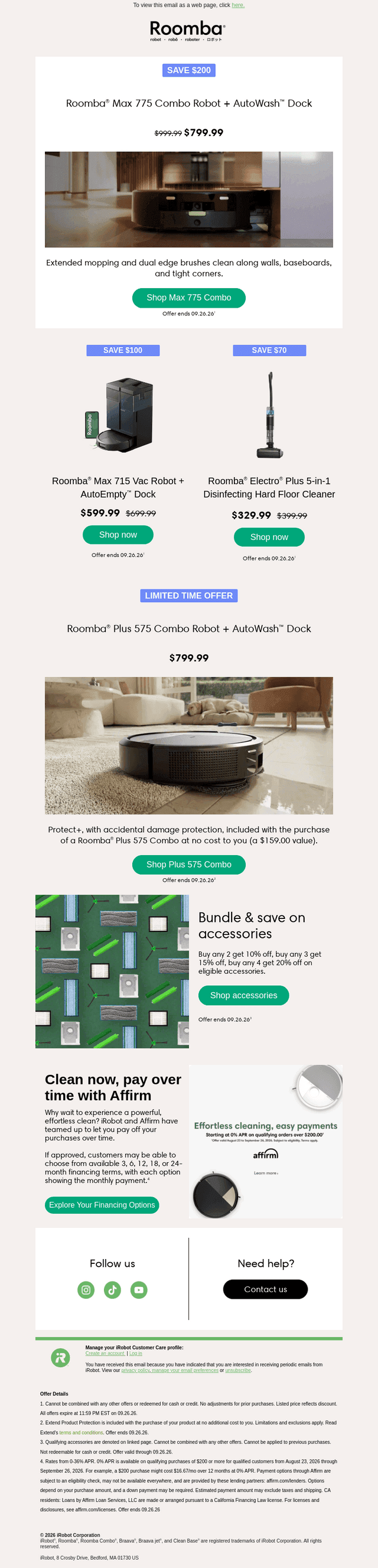 iRobot email from Tue, Sep 22, 2026